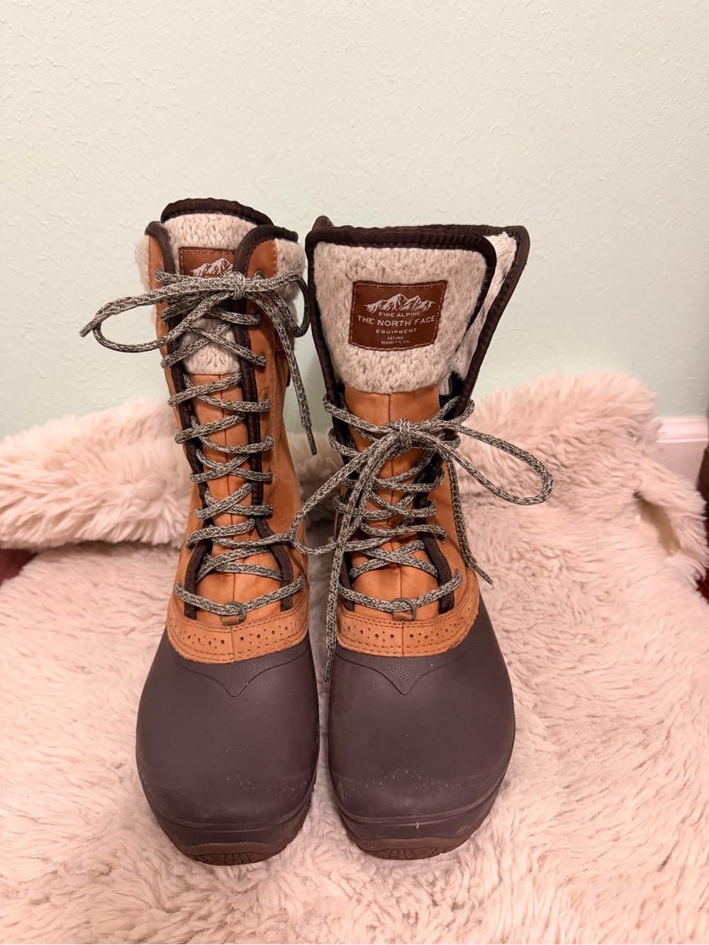 The North Face Women's Brown and Tan Insulated Winter Boots